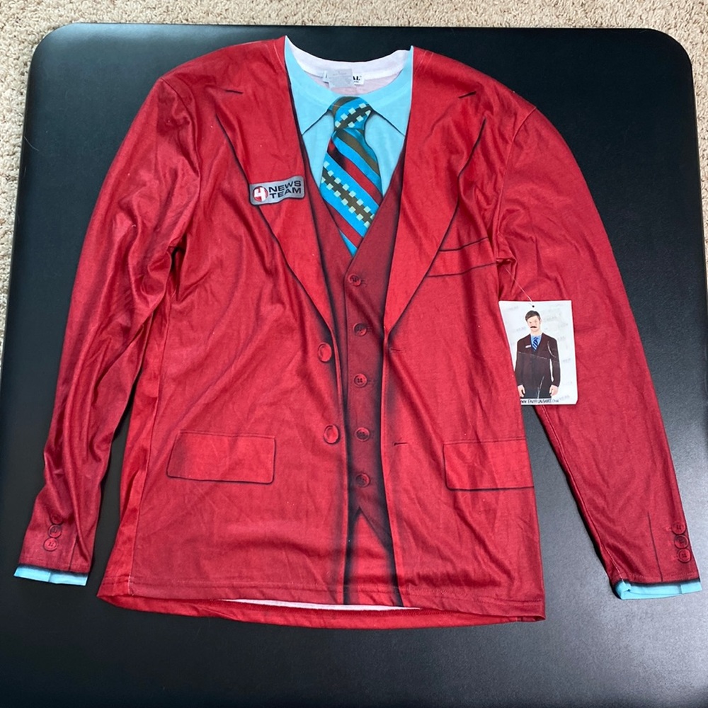 FauxReal, Mens, S, red, news costume shirt, NWT